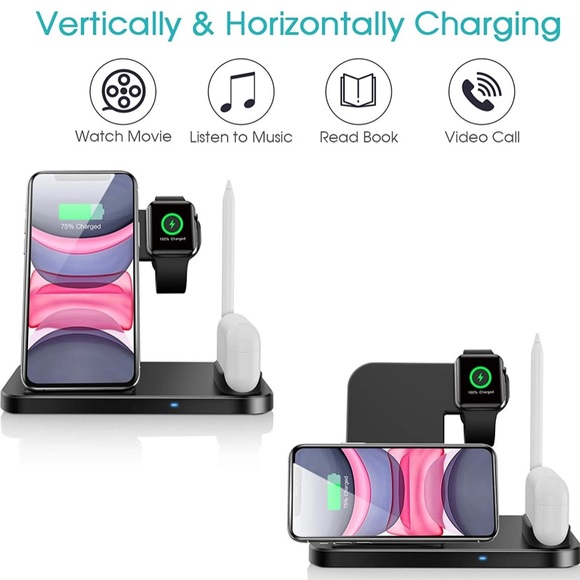 QI-EU 4 in 1 FAST CHARGER , Black, NIB - Picture 3 of 9